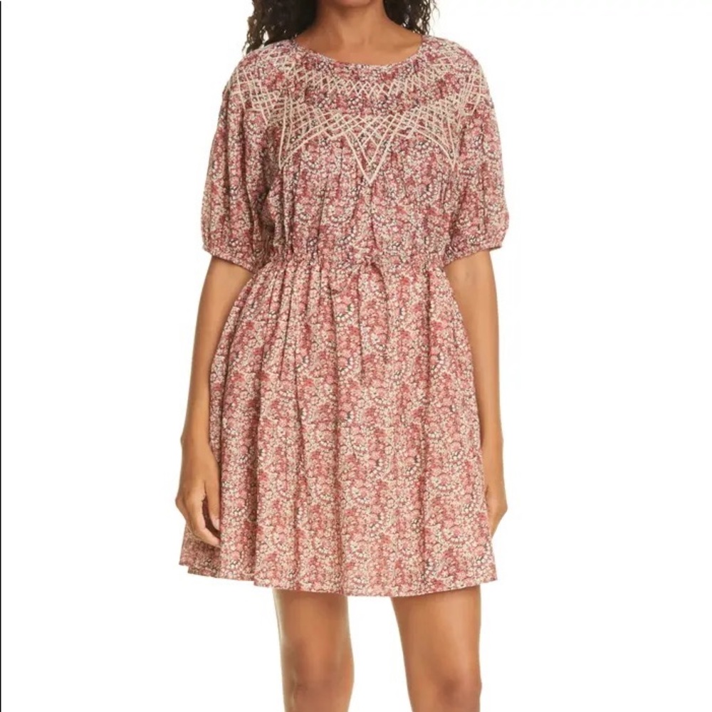 ba&sh Iris Printed Mini Dress Greige